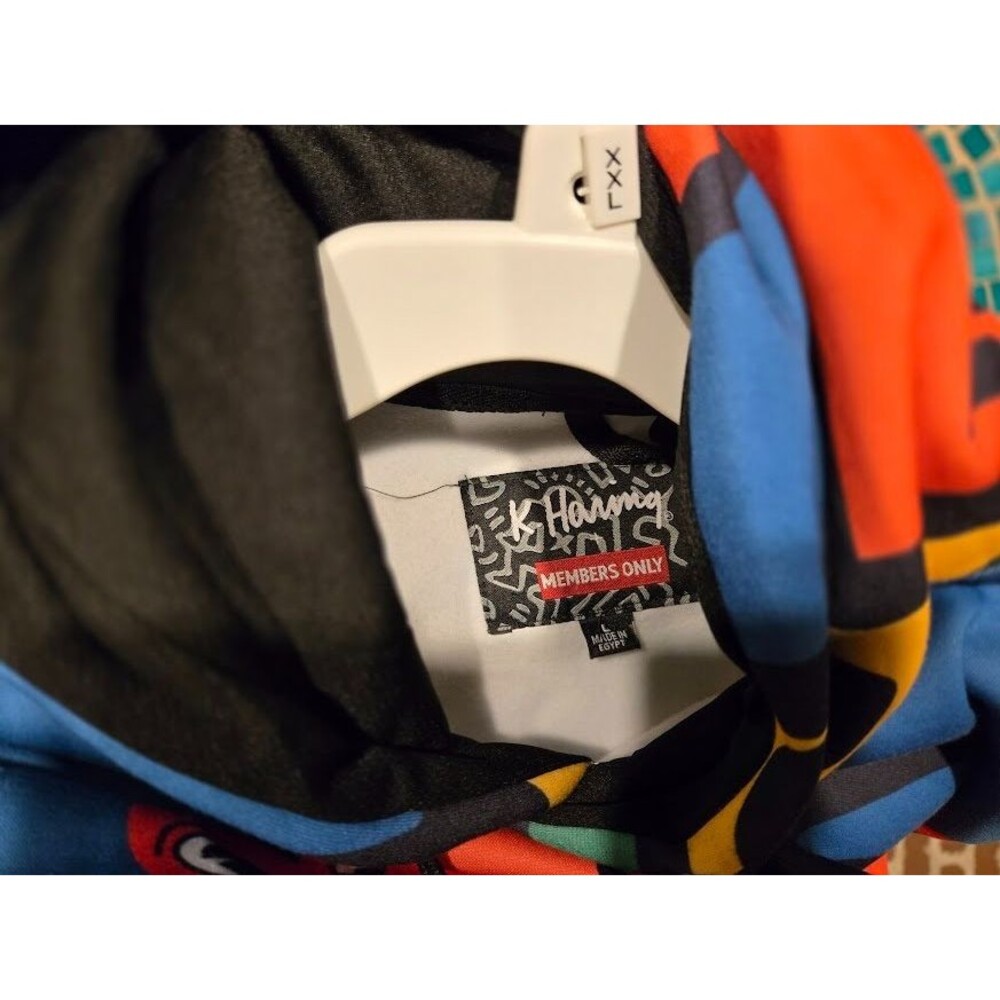 Members Only Keith Haring Pop Art Hoodie Sweatshirt Mens size LARGE - NEW - Picture 6 of 6